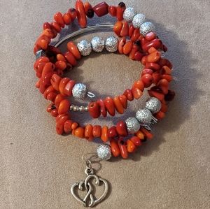 Red coral memory bracelet
